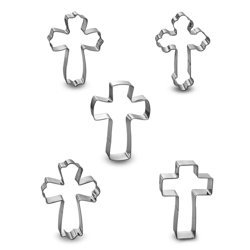 Maykito Cross Cookie Cutter 4 Inch Set -5 Pieces in Different Shapes Stainless Steel - Image 1